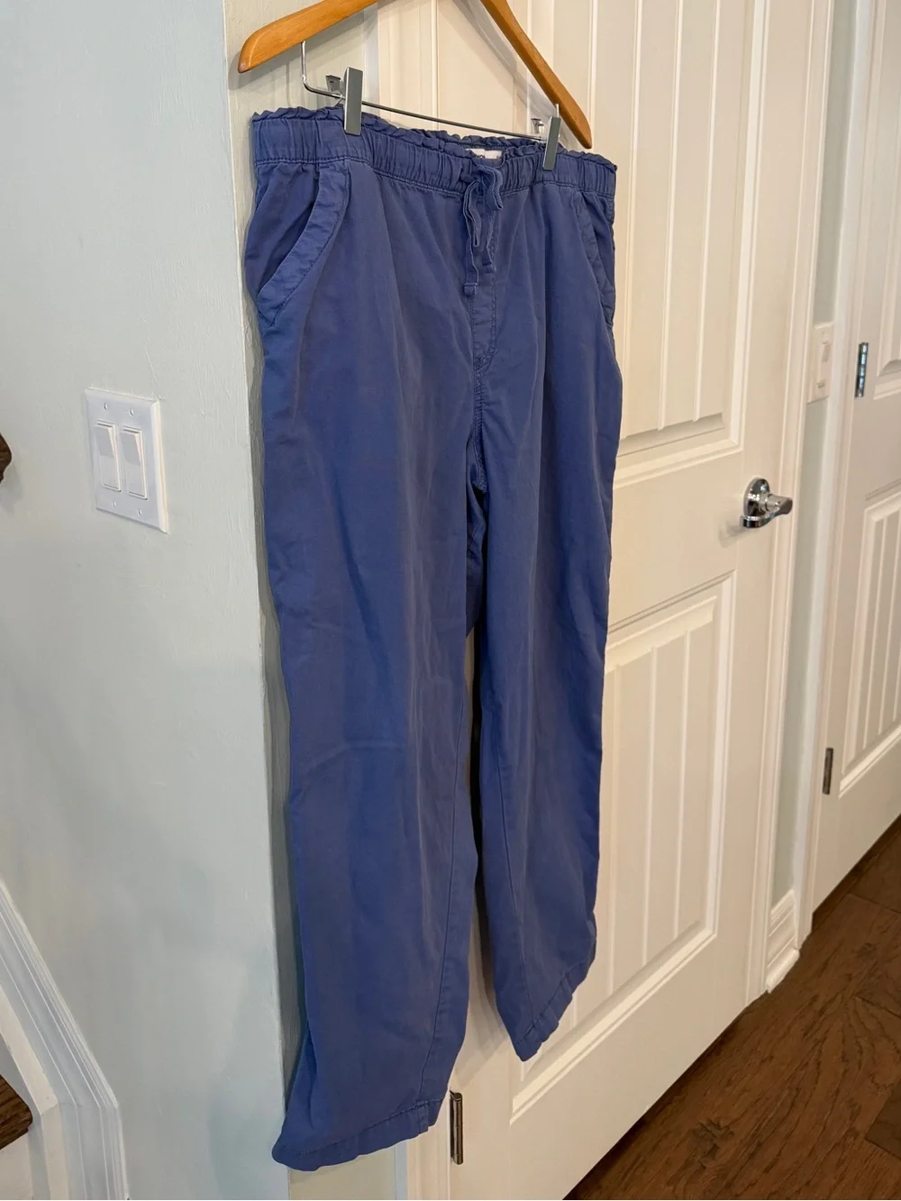 Sonoma XL Pull On Ankle Pants Blue Drawstring Cotton Blend Casual Crop Pants - Picture 3 of 6